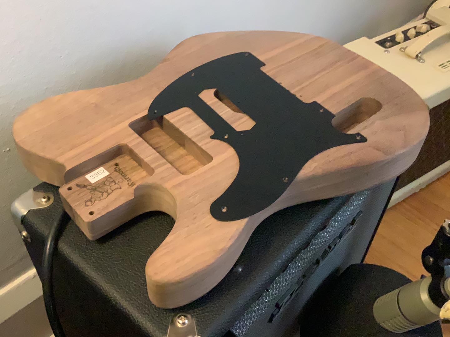 an bare wood guitar body